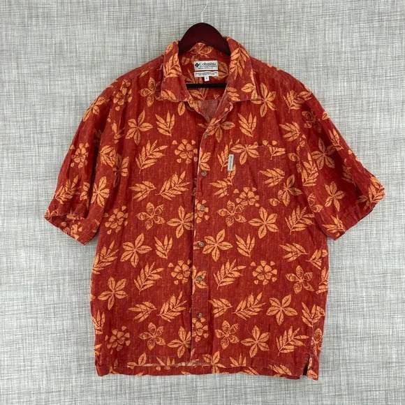 Columbia Button Down Shirt Short Sleeve Mens M Red 2877 - Picture 1 of 6